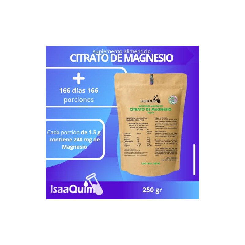 Citrato de Magnesio Natural de 250 G