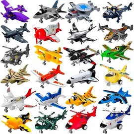 Imports Pull Back Airplanes Toys Vehicle Playset, Variety Pack of Helicopters, Stealth Bombers, Fighter Jets, Aircraft, Planes for Kids Toddlers Party Favors (12 Pack) - Edition: 24 Pack, Color: default