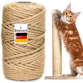 Etievort Sisal Rope for Scratching Post, 6 mm x 55 m Sisal Rope, Sisal Scratching Post Cord, Rope for Cats, Scratching Rope, Household, Garden, DIY Decoration, Natural Rope 6 mm