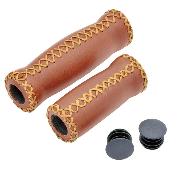 Velo VLG-617-3A Bicycle Grip, Barrel Grip, Brown, 5.0 inches (127 mm), 3.6 inches (92 mm), Long & Short, Small