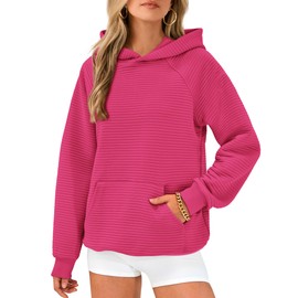 BTFBM Womens Oversized Hoodies 2024 Fashion Sweatshirts Long Sleeve Sweaters Pullover Tops Fall Clothes with Pocket(Solid Rose Red,Large)
