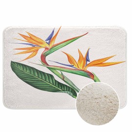 Lungtao Bird of Paradise Flowers Bath Rugs for Bathroom Watercolor Durable Flannel Bath Rug Clearance Mats for Forlaundry Room and Kitchen Decor Carpt Washable 20 X 32 inch