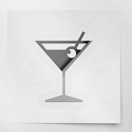 Decal Stickers of Martini (Metallic Silver) (Set of 2) Premium Waterproof Vinyl Decal Stickers for Laptop Phone Accessory Helmet Car Window Mug Tuber Cup Door Wall Decoration - ANDstice44965SI