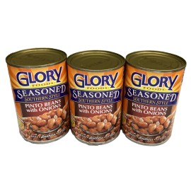 Glory Foods Seasoned Southern Style Pinto Beans with Onions 15.5 oz ( 3 Cans )