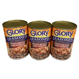 Glory Foods Seasoned Southern Style Pinto Beans with Onions 15.5 oz ( 3 Cans )