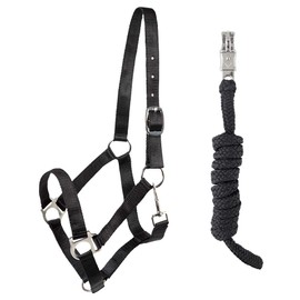PFIFF 102931 Halter and Rope Set, Plastic Halter Lead Rope, Black Cob