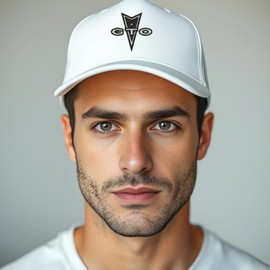 Pontiac Car Embroidered Trucker Hat Vintage Muscle Car Snapback (Black White Red)