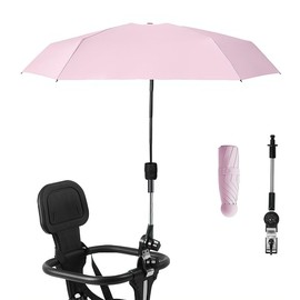 Nakazawa Pram Parasol,Umbrella for UV Sun Protection,Handle Included - Pram Umbrella,Adjustable Steering,Clip on Parasol,Compact and Light（Pink）
