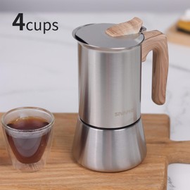 Sivaphe Espresso Maker Induction, Cooker Espresso Machine, Stainless Steel Espresso Jug, Mocha Pot, Espresso Maker, Aluminium-Free, 2 Cups, 100 ml