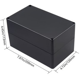 Otdorpatio Project Box IP65 Waterproof Junction Box ABS Plastic Black Electrical Boxes DIY Electronic Project Case Power Enclosure 7.87x4.72x4.45 inch (200x120x113 mm)