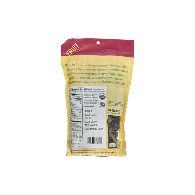 Woodstock Prunes, Organic, California Pitted, 11-Ounce (Pack of 2)
