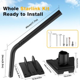 Starlink Gen 3 Mount Adjustable Angle, Extended Metal Starlink Mounting Kit for Starlink Standard Dish Installation, Includes Screws for Stone or Wooden Wall