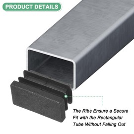 M METERXITY 50-Pack Tubing End Caps, 1 x 1/2 Inch Plastic Rectangle Hole Plugs Inserts for Chair Leg/Bar Stool/Fitness Equipment, Chair Glides Fence Plug Floor Protectors