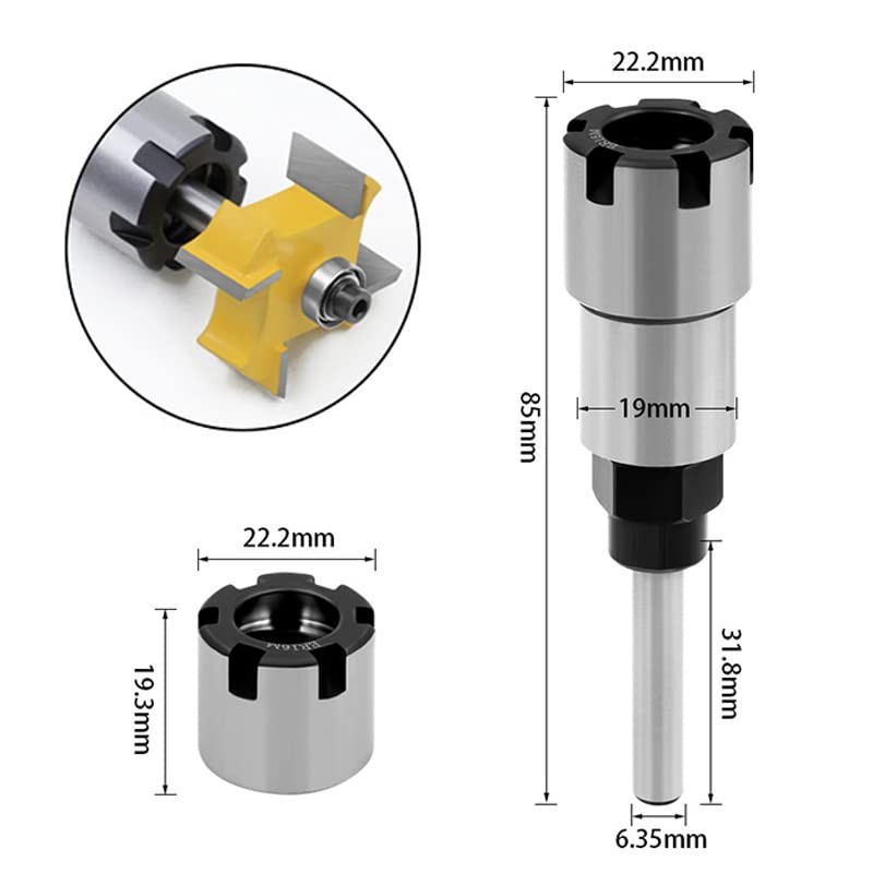 Bestgle 1/4" Shank Router Collet Extension Rod Chuck Holder Extender