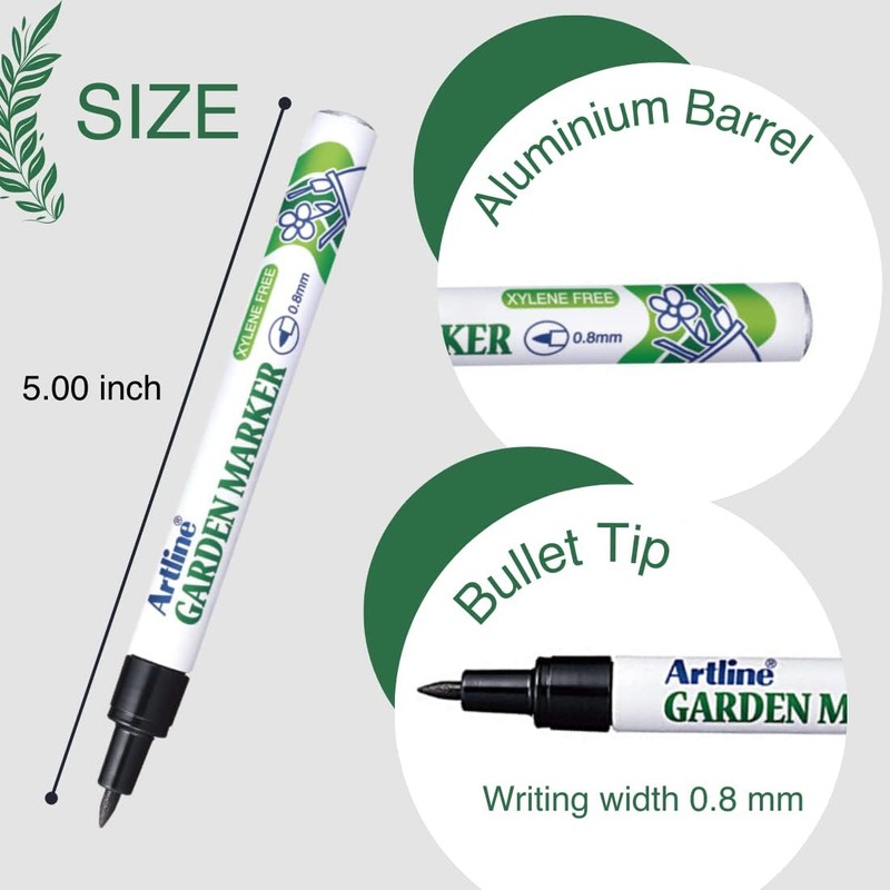 Artline Garden Markers, 0.8 mm Writing Width, Black, 12 Pack