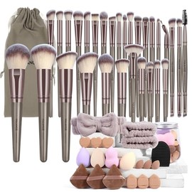 MAANGE Juego de 51 brochas de maquillaje, juego de herramientas de maquillaje multifuncionales con brocha de maquillaje, brocha de base, brochas de ma