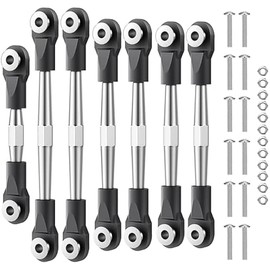 7Pcs Aluminum Alloy Adjustable Turnbuckles Camber Link with Rod Ends Sets Fit for 1/10 Traxxas Slash 4x4/2WD/Hoss 4X4 VXL/2WD/Rustler 4X4 VXL/2WD/Stampede 4X4 VXL /2WD Upgrades,Black
