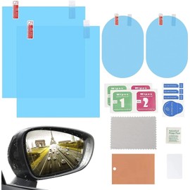 Mica Antilluvia Antiniebla para Ventana y Retrovisor Fácil Aplicación, Transparente, A Prueba de Lluvia, 2 Mica para Espejos Laterales, Incluye Micas Oval y 2 Micas Cuadradas