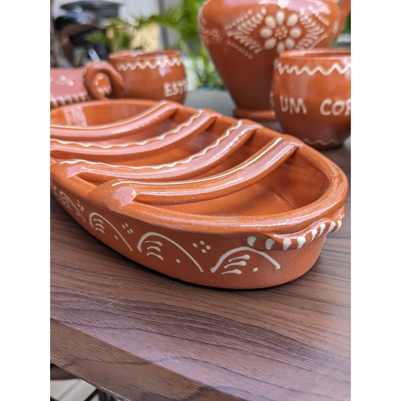 Large Traditional Portuguese Pottery Terracotta Clay Sausage Roaster Made in