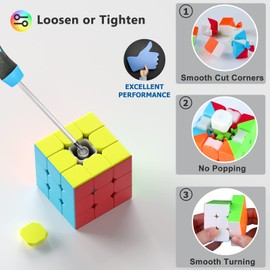 Vdealen Speed Cube Set, 2x2x2 3x3x3 Magic Cube Set, Puzzle Cube Toys Birthday Party Christmas Stocking Stuffers Gift for Kids Teens Adults(No Sticker)