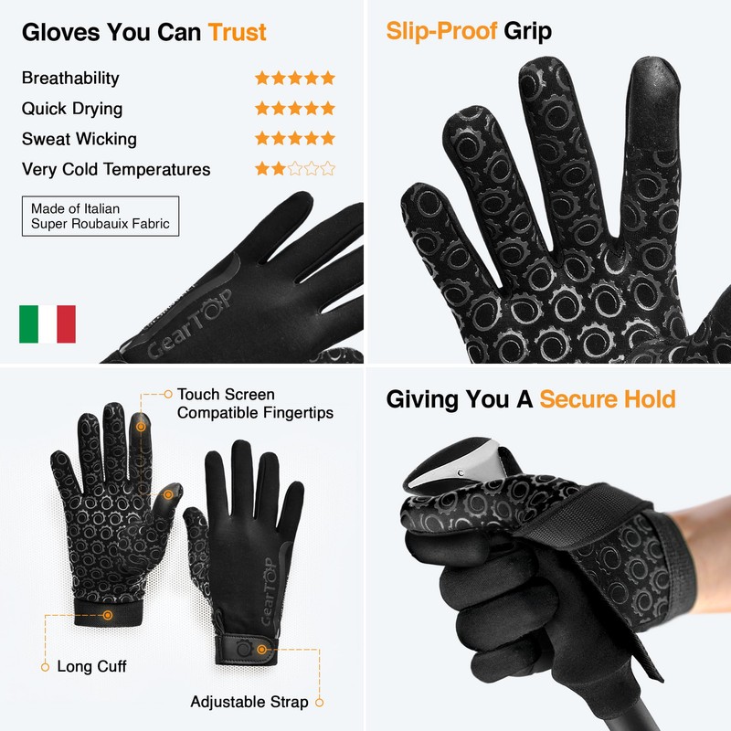 GearTOP Performance and Touch Screen Gloves - Great for Running