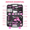 URASISTO Pink Household Tool Set with 3.6V USB Electric Screwdriver,