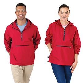 Charles River Apparel Men's Pack-N-Go Windbreaker Pullover, Red, Large