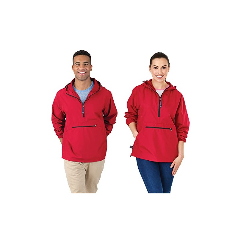 Charles River Apparel Men's Pack-N-Go Windbreaker Pullover, Red, Large