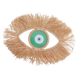 Woven Eye Wall Decor Weather Resistant Vivid Elegant Straw Woven Wall Ornament for Living Room Bedroom Green