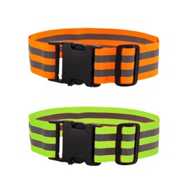 Reflective Belt - Reflective Running Gear Elastic Reflective Sash for Running Cycling Walking Marathon Military, Green&Orange