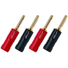 4 QED Screwloc Forte Gold Plated 4mm Banana Plugs for Speakers and Amplifiers (4 Screwloc Forte Banana Plugs)