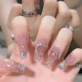 COLORBIRD Z450 Nail Tips, Long, 24 Pieces, Pink, Nail Tips, Short, Cute, Ballerina