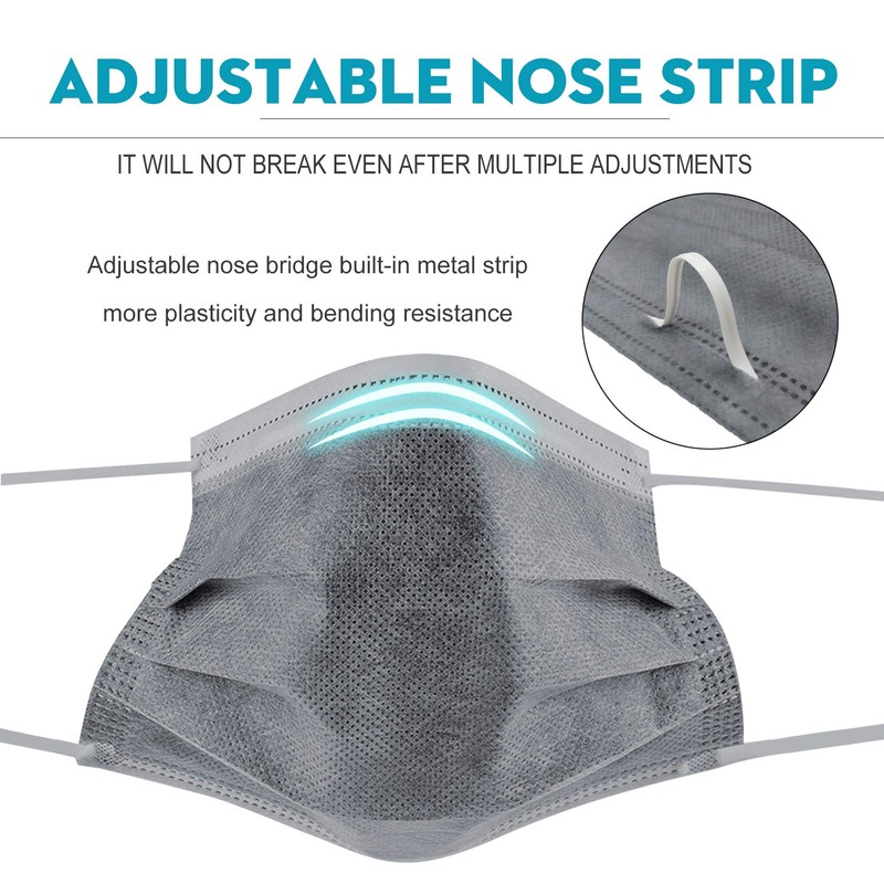 MSAAEX Grey Disposable Face Mask 4-Ply Protection Masks Prevent Dust,