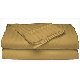 Ruthy's Textile King Size Gold 300 Thread Count 100% Cotton Sateen Dobby Stripe Sheet Set