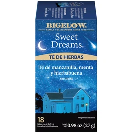 Bigelow Tea – Té Sweet Dreams, Sin Cafeína, 3 Pack, Infusión Herbal con Manzanilla, Menta y Hierbabuena, Caja con 18 Bolsitas Envueltas Individualmente, 54 bolsitas de té en total, Producto Kosher