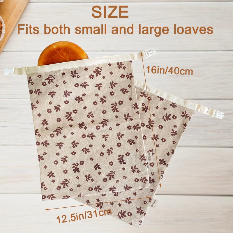 2 Packs Reusable Beeswax Bread Bags,Bread Bags for Homemade Bread,Cotton