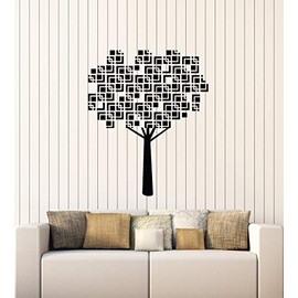 Vinyl Wall Decal Nature Tree Geometric Leaves Pattern Stickers Mural Large Decor (g1833) Black