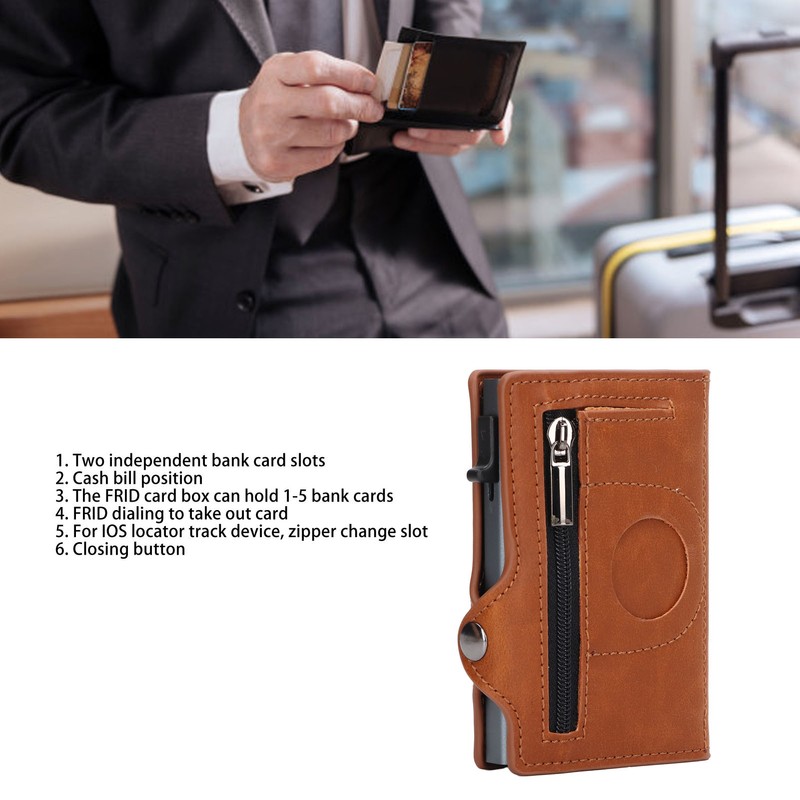 Wallet Aluminium Alloy PU Anti Lost Ultra Thin ID Credit