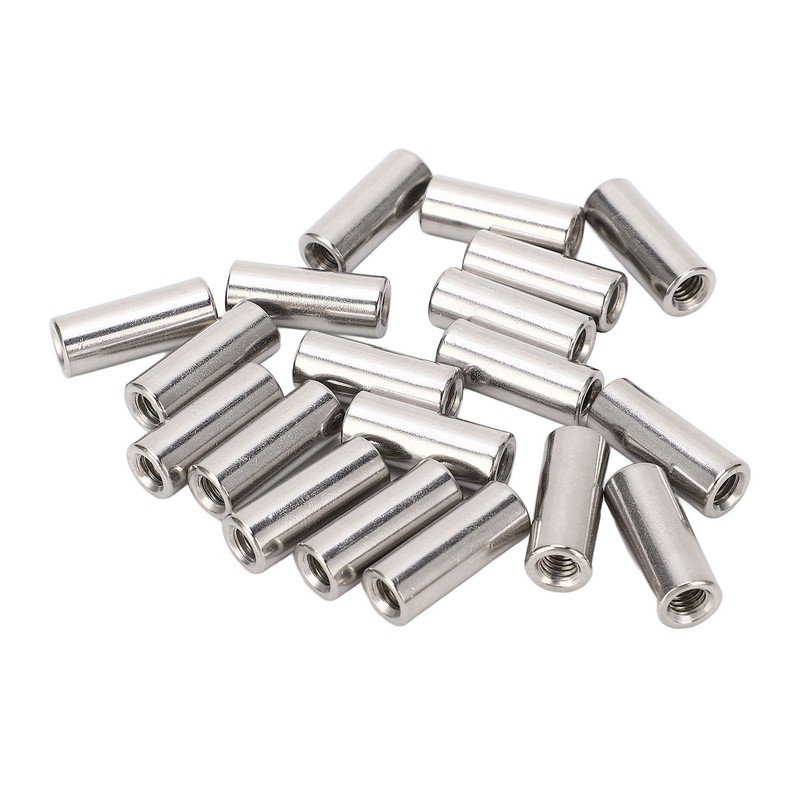 20 Pcs Round Connector Nut M6x1.0 10 L25mm Rod Coupling