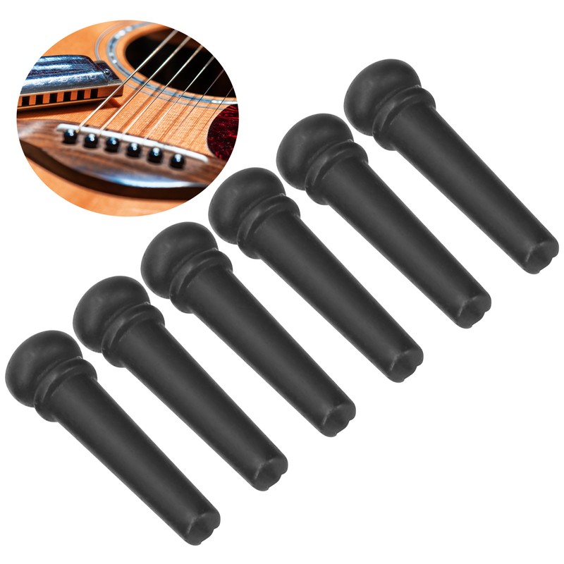 6pcs Ebony Acoustic Guitar Pins Pegs Guitar Parts Replacement Tool