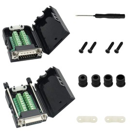 Youmile 2pcs DB15 D-SUB Connector 15-Pin Male and Female 2 ROW Connectors Adapter Breakout PCB Board for DIY with Slotted Screwdriver + Cable Cover