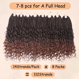 Boho Crochet Braids with Curly Ends 12 Inch Goddess Braids Crochet Hair Pre Looped 3X Bohemian Crochet Braids for Black Women Crochet Boho Box Braids Ombre Color T350