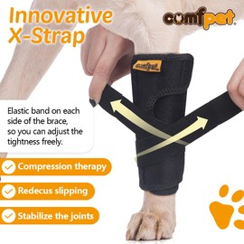 COMFPET Dog Front Leg Brace, Dog Leg Support Wrap with Plastic Bar Stabilizers, Canine Front Leg Wrap Sleeve to Prevent Licking, Dog Sprains, Arthritis (Large)