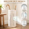 Sawysine White Ceramic Umbrella Stand with Hollow-out Design Heavy Porcelain