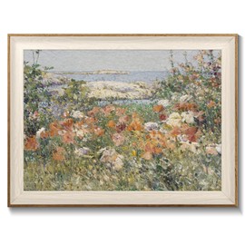 Framed Canvas Wall Art for Bedroom Decor, Vintage Wall Art Wildflowers Seascape Landscape Oil Painting Bathroom Wall Decor, French Country Vintage Art Prints for Wall Decor, Vintage Home Decor for Living Room Bedroom Kitchen - 12x16 inches