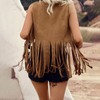 Edhomenn Women Fringe Gilet Sleeveless Tassel Jacket Coat Summer Cowgirl