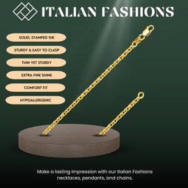 ITALIAN FASHIONS REAL 10K Solid Gold Italian Yellow White Gold 1.5mm,1.7mm,2.0mm Flat Open wheat Link Chain Necklace 10 Karat with Lobster Claw or Spring Ring Clasp - Include Gift Box with Order (1.7