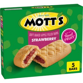 Mott's Soft Baked Apple Filled Bars, Strawberry Flavor Snacks, Made with Real Fruit, 5 Ct, 6.55 oz
