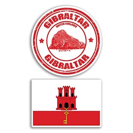 2 x 10cm Wide Gibraltar Vinyl Stickers - United Kingdom Landmarks Holiday Travel Adventure Travel Map Flag Country Scrapbooking Gift #78749