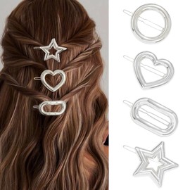 CAKURE Geometric Metal Hair Pins Gold Hair Clip Barrettes Hair Accessories for Women (b-silver set)
